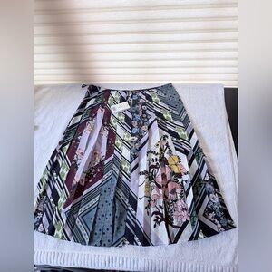 Tory Burch Multicolor Geometric Floral A-Line Skirt